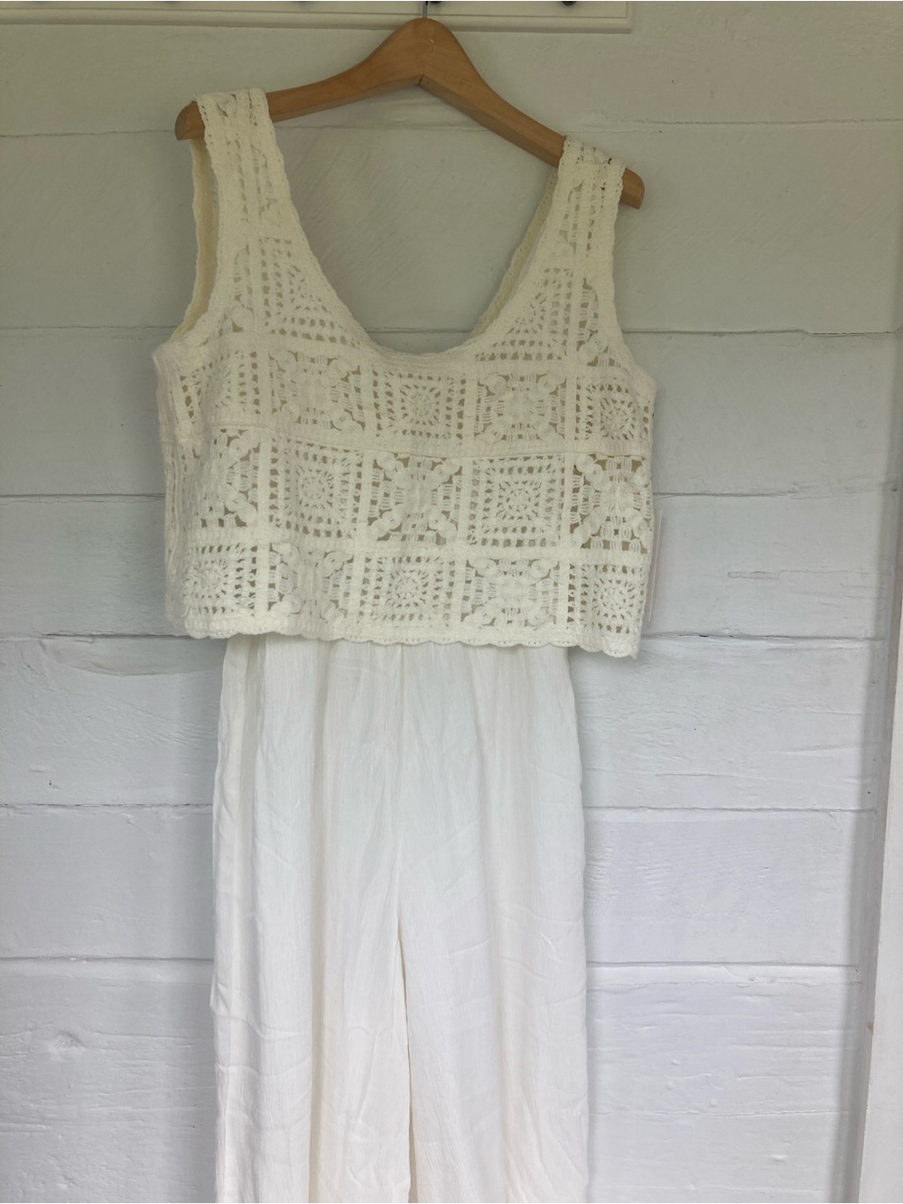 Three dots cream Sleeveless Crochet Crop Jumpsuit new size xs